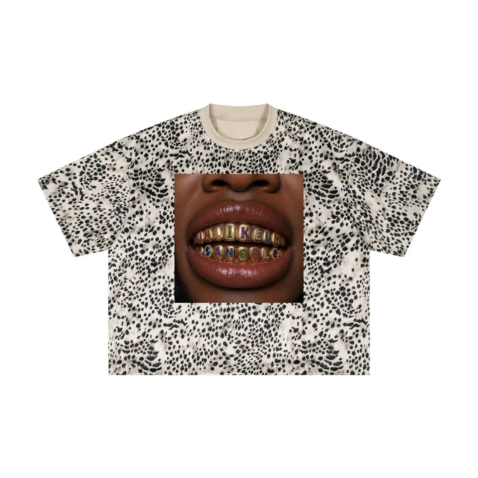Unlikely Angel Grillz Leopard Print Boxy Tee